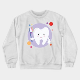 Cute Kawaii Tooth With Toothbrush Crewneck Sweatshirt